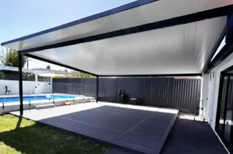 Patio roof beside a swimming pool in Perth